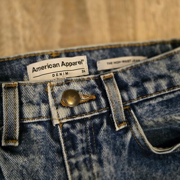 American Apparel Vintage Look High Waisted Jeans Size 24 - Picture 4 of 7